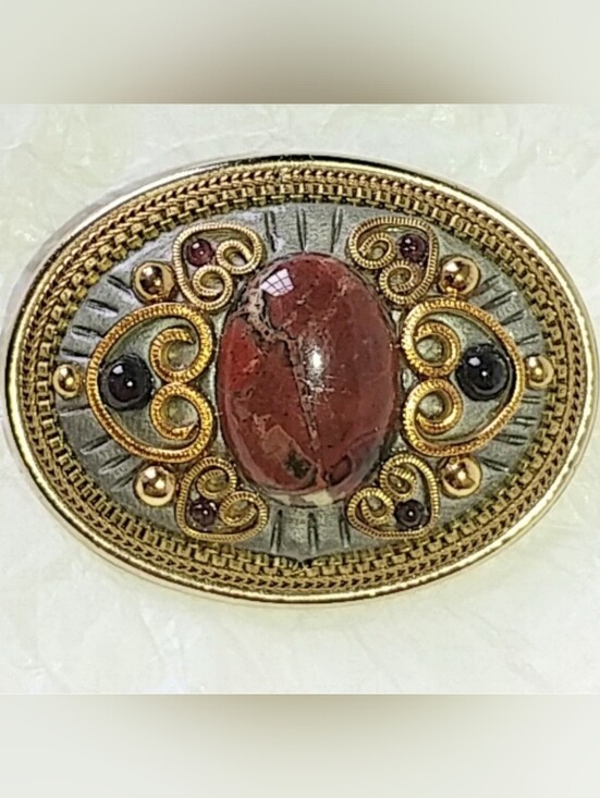 Michal Golan Jewelry - MICHAL GOLAN JASPER & GARNET BROOCH PIN PENDANT